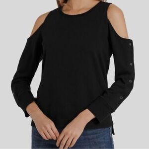 VINCE CAMUTO Women's Black Long Sleeve Cold Shoulder Top - Size S